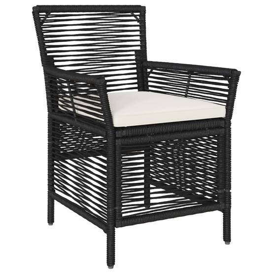 Lot de 4 chaises de jardin polyrotin noir et crème 61 x 58 x 83 cm - PANGIVO - Image 3