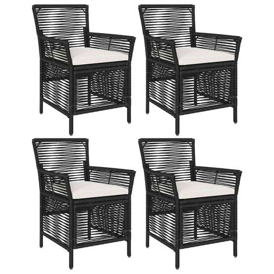 Lot de 4 chaises de jardin polyrotin noir et crème 61 x 58 x 83 cm - PANGIVO - Image 2