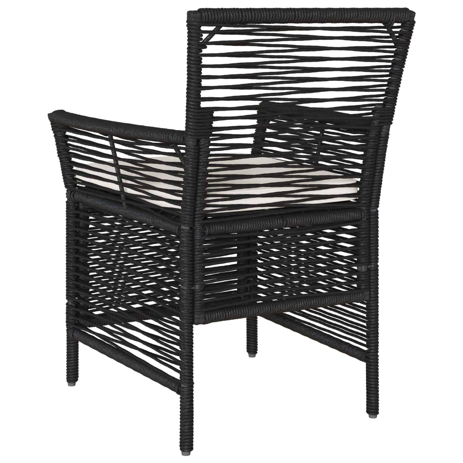 Lot de 4 chaises de jardin polyrotin noir et crème 61 x 58 x 83 cm - PANGIVO - Image 7