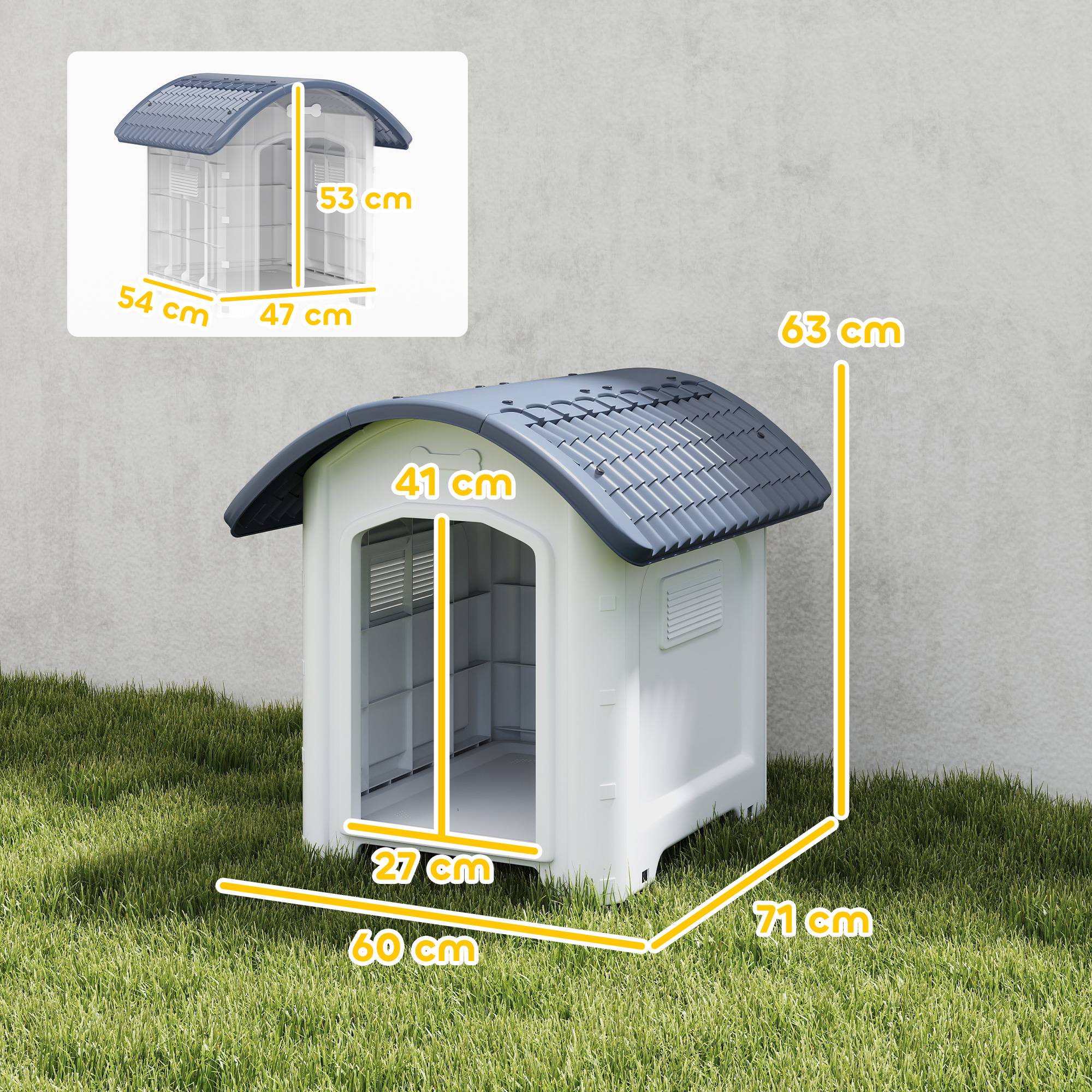 Niche extérieure plastique pour chien, sol surélevé amovible, toit étanche, gris - Image 5