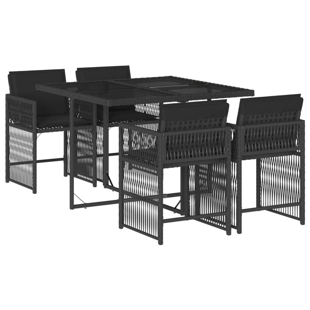 ComfortXL - Salon de Jardin Encastrable 4 Personnes Noir, Ensemble en Résine Tressée avec Coussins Noirs – ComfortXL Outdoor Living - Image 2