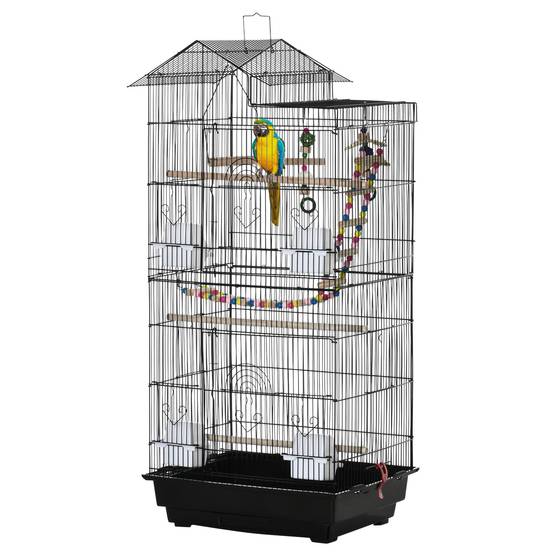 ComfortXL - Cage oiseaux Fil d'Acier perruches canaris espace jeux complet Noir 100cm - ComfortXL Outdoor Living - Image 2
