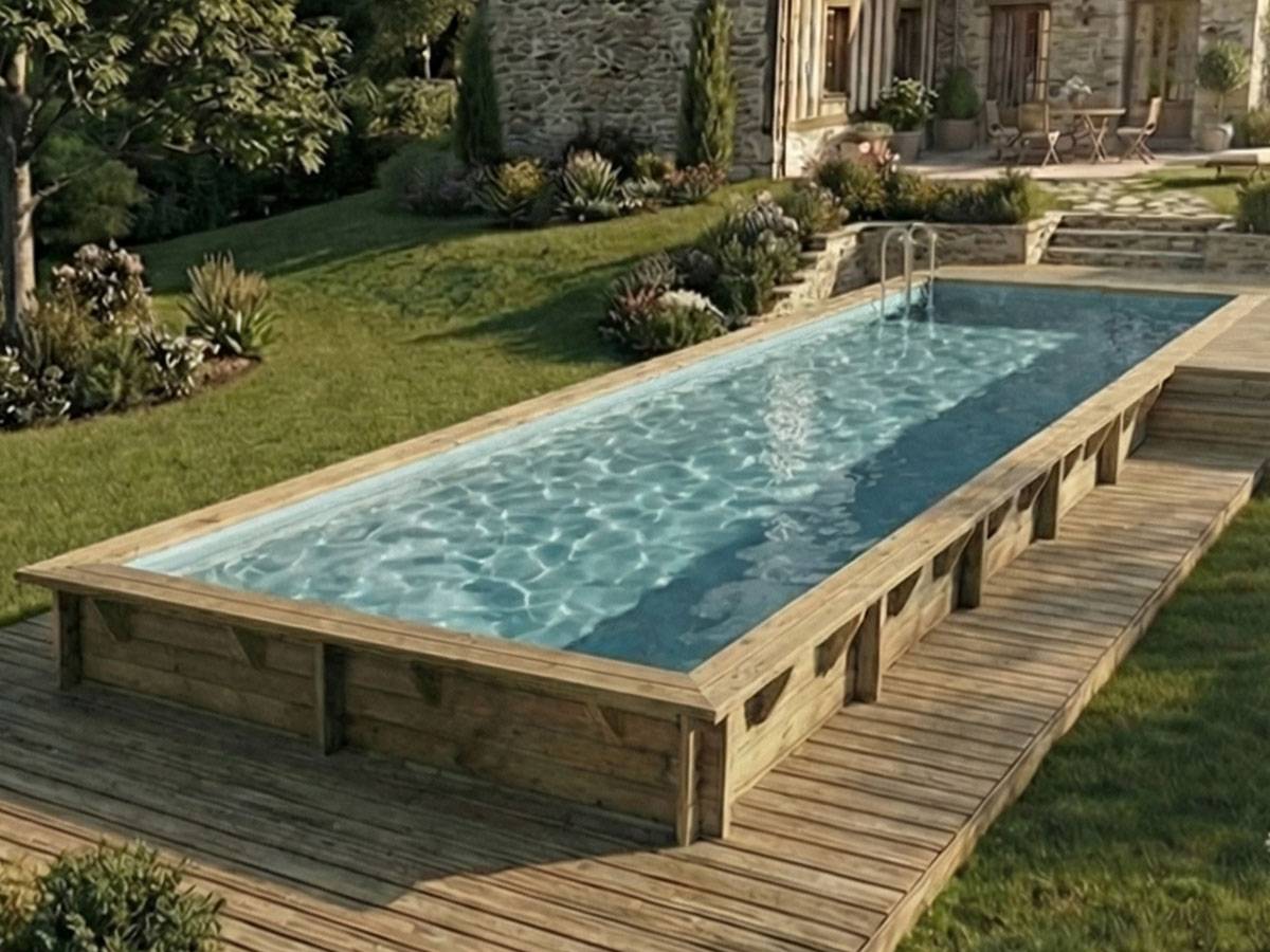 Ubbink - Piscine bois Linéa 15,50 x 3,50 x 1,55 m - Liner beige - Ubbink - Imagen 7
