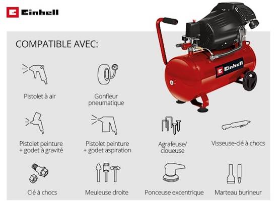 Einhell - Compresseur TC-AC 420/50/10 V - Puissance d'aspiration 420 l/min - Pression max. 10 bar - 2200W Einhell - Image 4