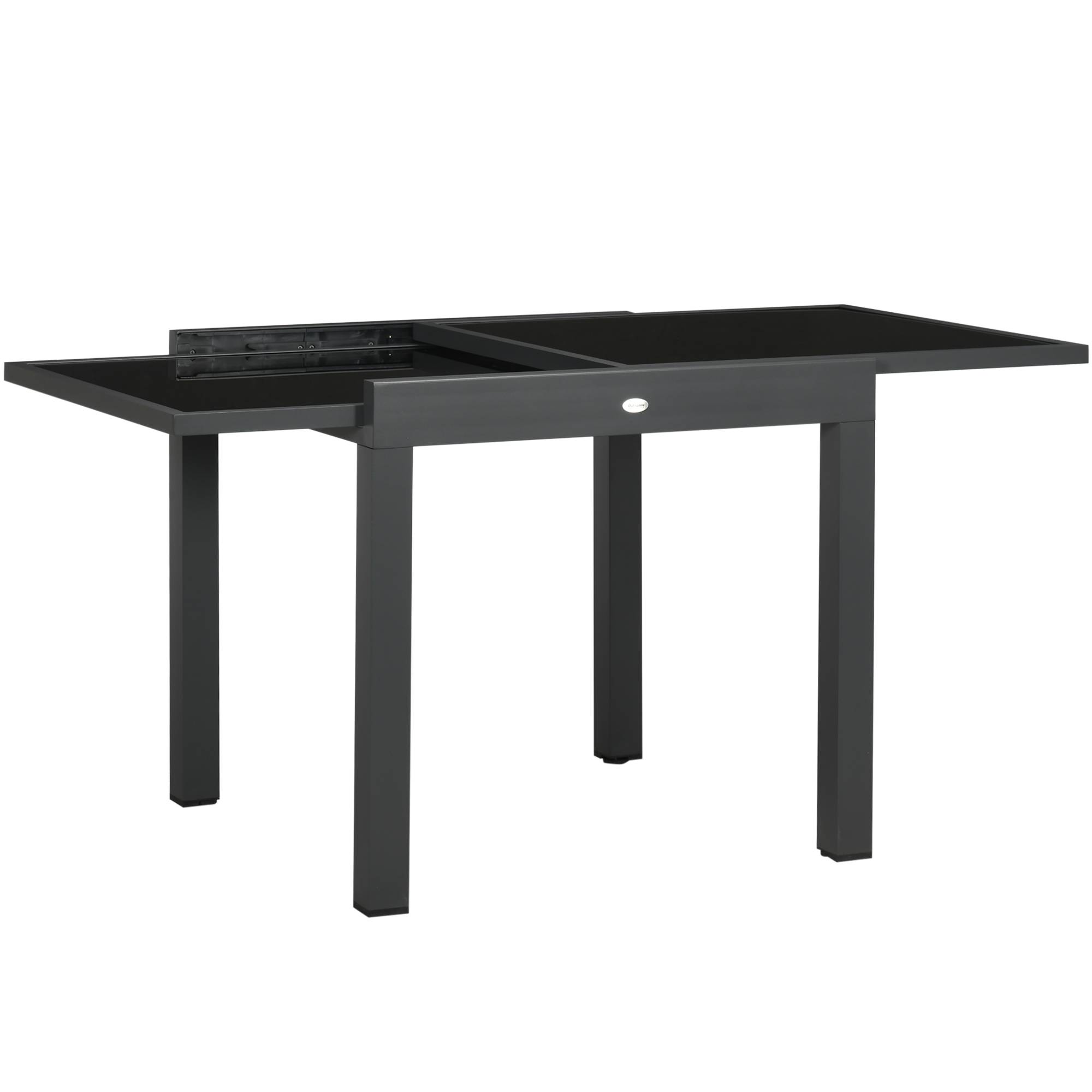 Table noire aluminium extensible verre tremp茅 80-160x80x75cm terrasse - Image 2