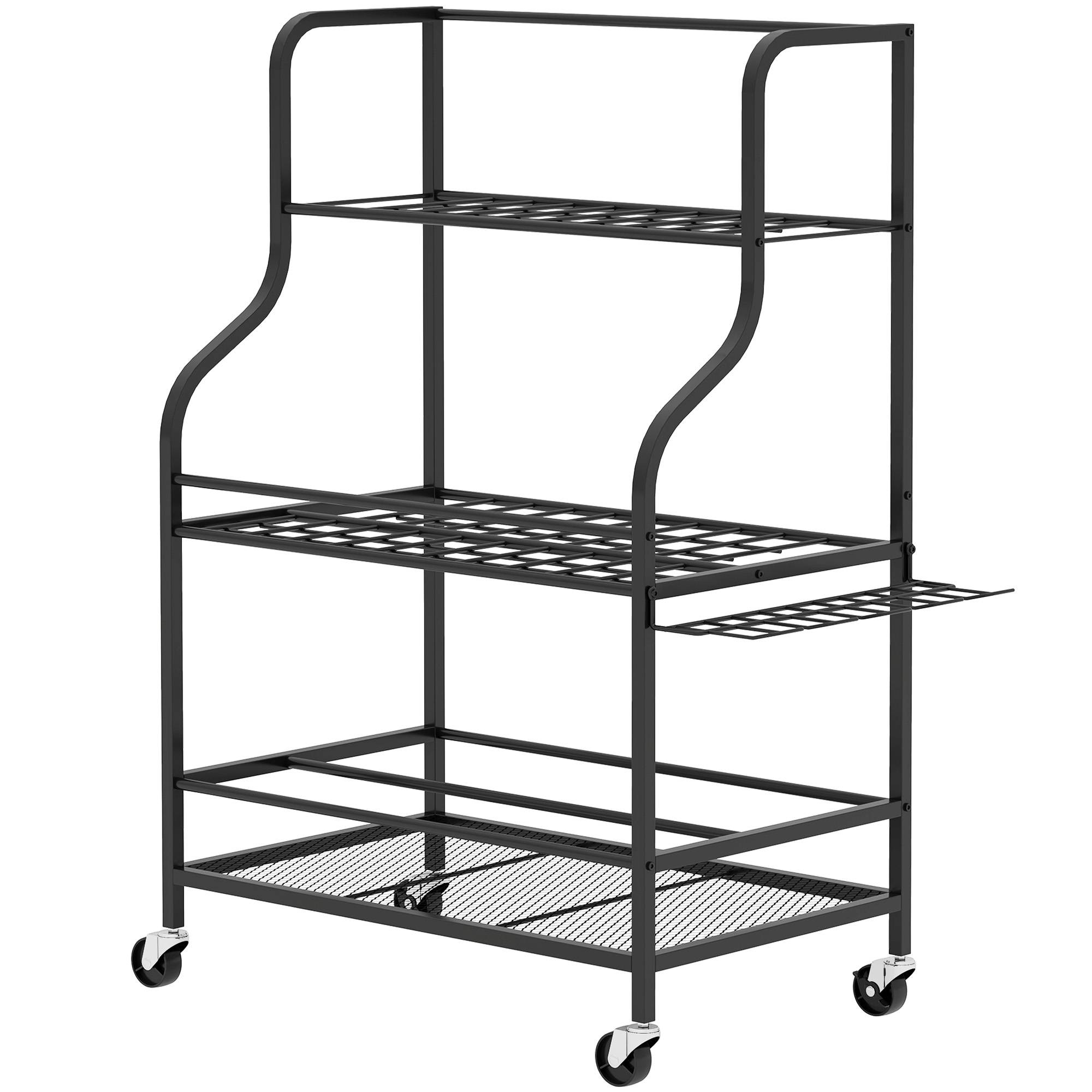 ComfortXL - Porte-outils de jardin acier noir 77 x 40 x 97 cm garage sur roulettes 54 emplacements - ComfortXL Outdoor Living