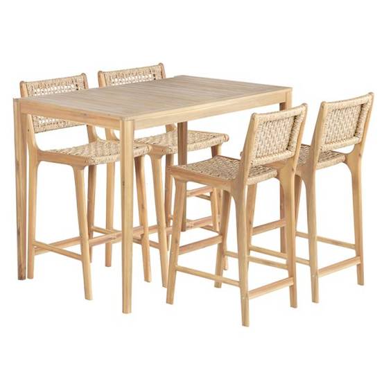 Table haute KUTA 140x90x105 cm en bois d'acacia FSC blanchi Beau Rivage - Image 6