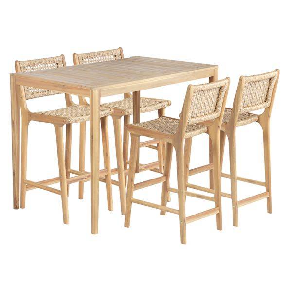 Table haute KUTA 140x90x105 cm en bois d'acacia FSC blanchi Beau Rivage - Image 6
