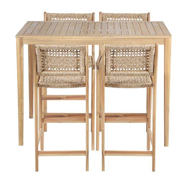 Table haute KUTA 140x90x105 cm en bois d'acacia FSC blanchi Beau Rivage - Image 5