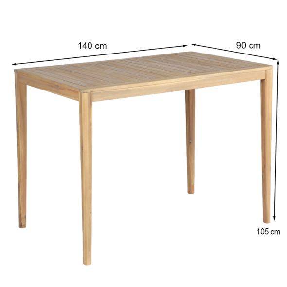 Table haute KUTA 140x90x105 cm en bois d'acacia FSC blanchi Beau Rivage - Image 3