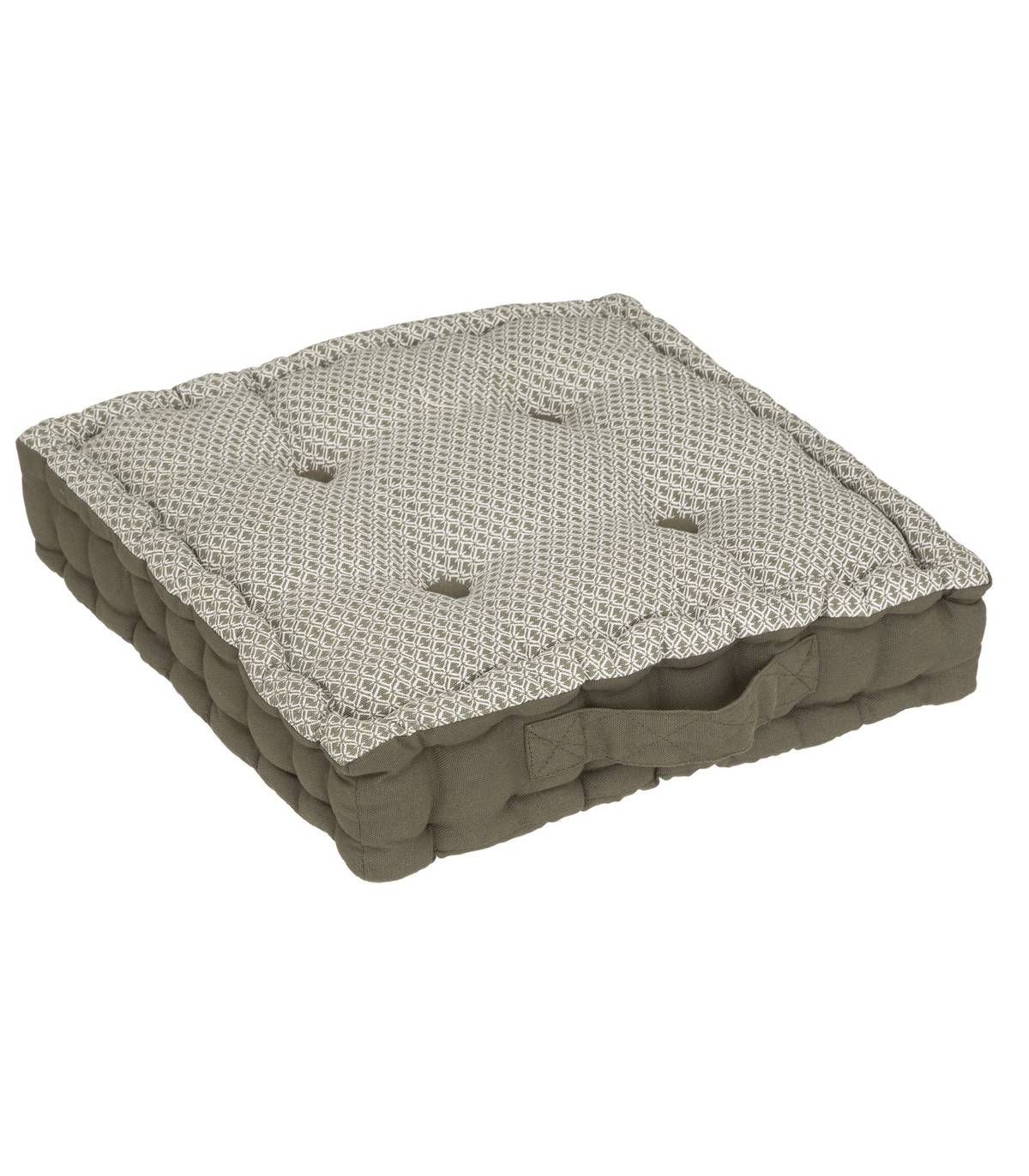 Coussin de sol en Coton Vert Kaki motif Otto 40 x 40 cm - Imagen 1