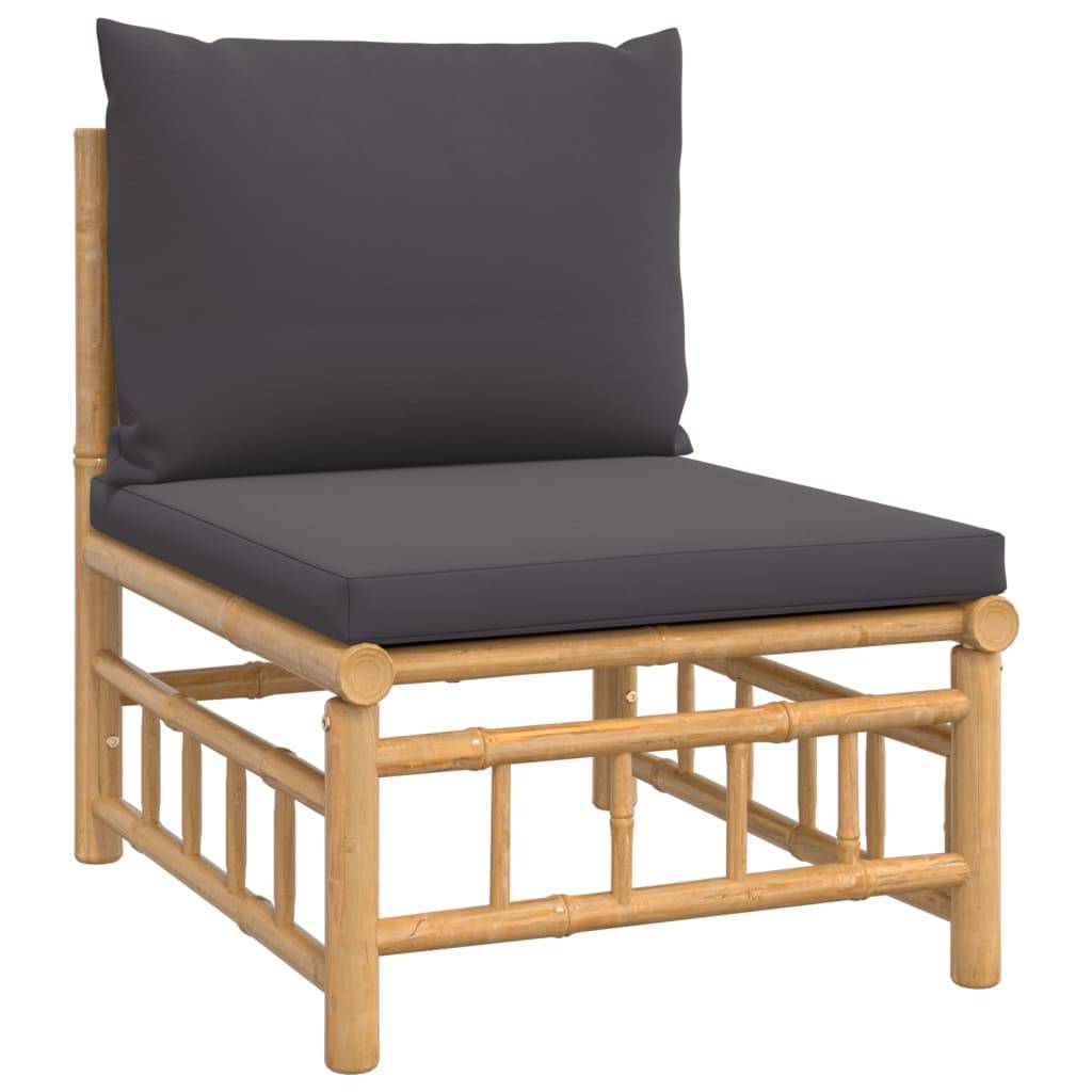 Ensemble Canapé Jardin Bambou 4 pcs Coussins Gris Foncé Modulaire – ComfortXL Outdoor Living - Image 5
