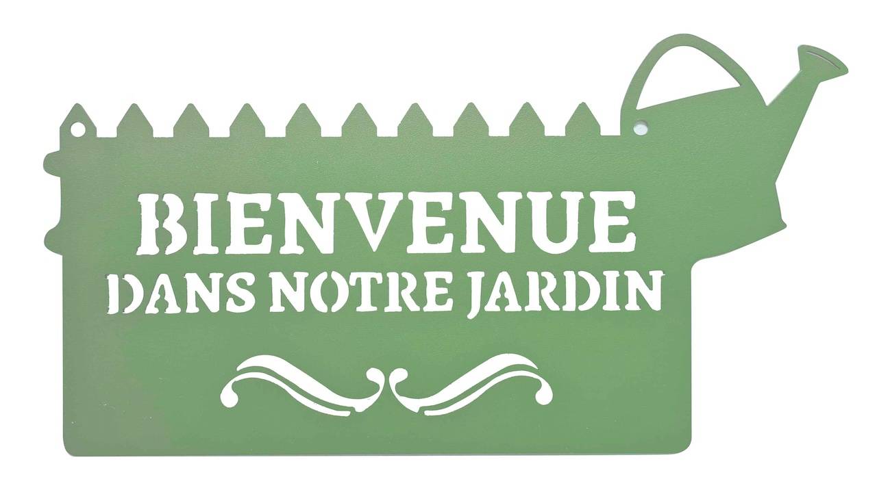 Louis Moulin - Pancarte décorative en métal "Bienvenue" - 31x16,5cm - vert pâle - Louis Moulin