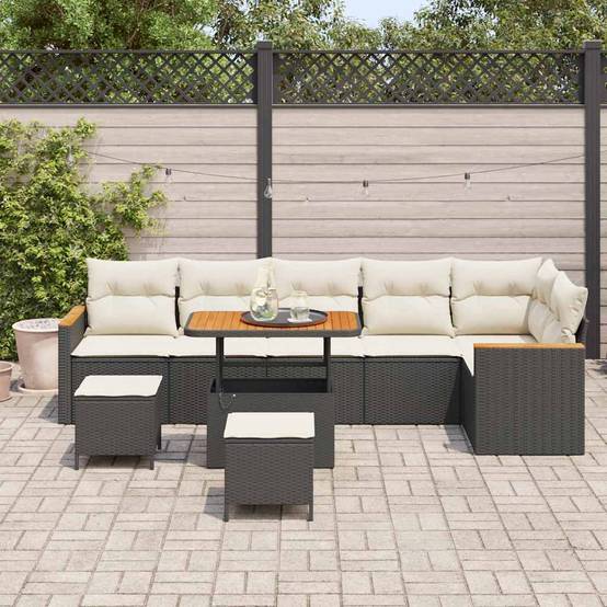 Salon Jardin Noir 9 Éléments Résine Tressée Coffre Rangement & Table Basse Été – ComfortXL Outdoor Living - Image 3