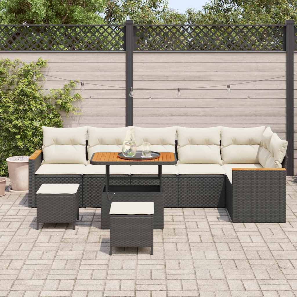 Salon Jardin Noir 9 Éléments Résine Tressée Coffre Rangement & Table Basse Été – ComfortXL Outdoor Living - Image 3