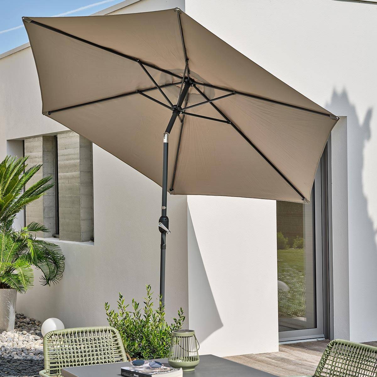 Dcb Garden - Parasol Inclinable à Manivelle "Marbella" 270cm Kaki - Image 2