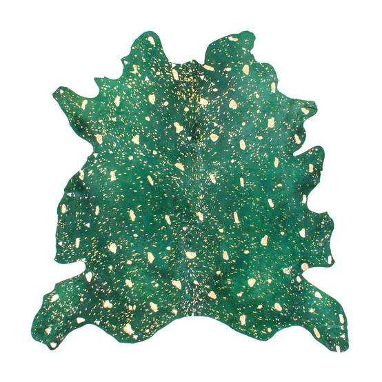Tapis Peau de Vache "Fly" Vert & Or Entre 2 et 2,6 m2 - Image 1