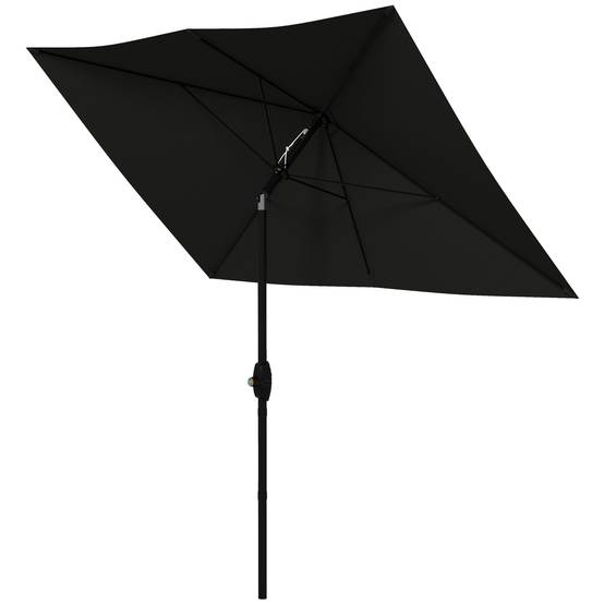 Outsunny - Parasol jardin rectangulaire inclinable 2x3m avec manivelle toile polyester haute densité 180g/m² imperméabilisé noir - Outsunny - Image 1