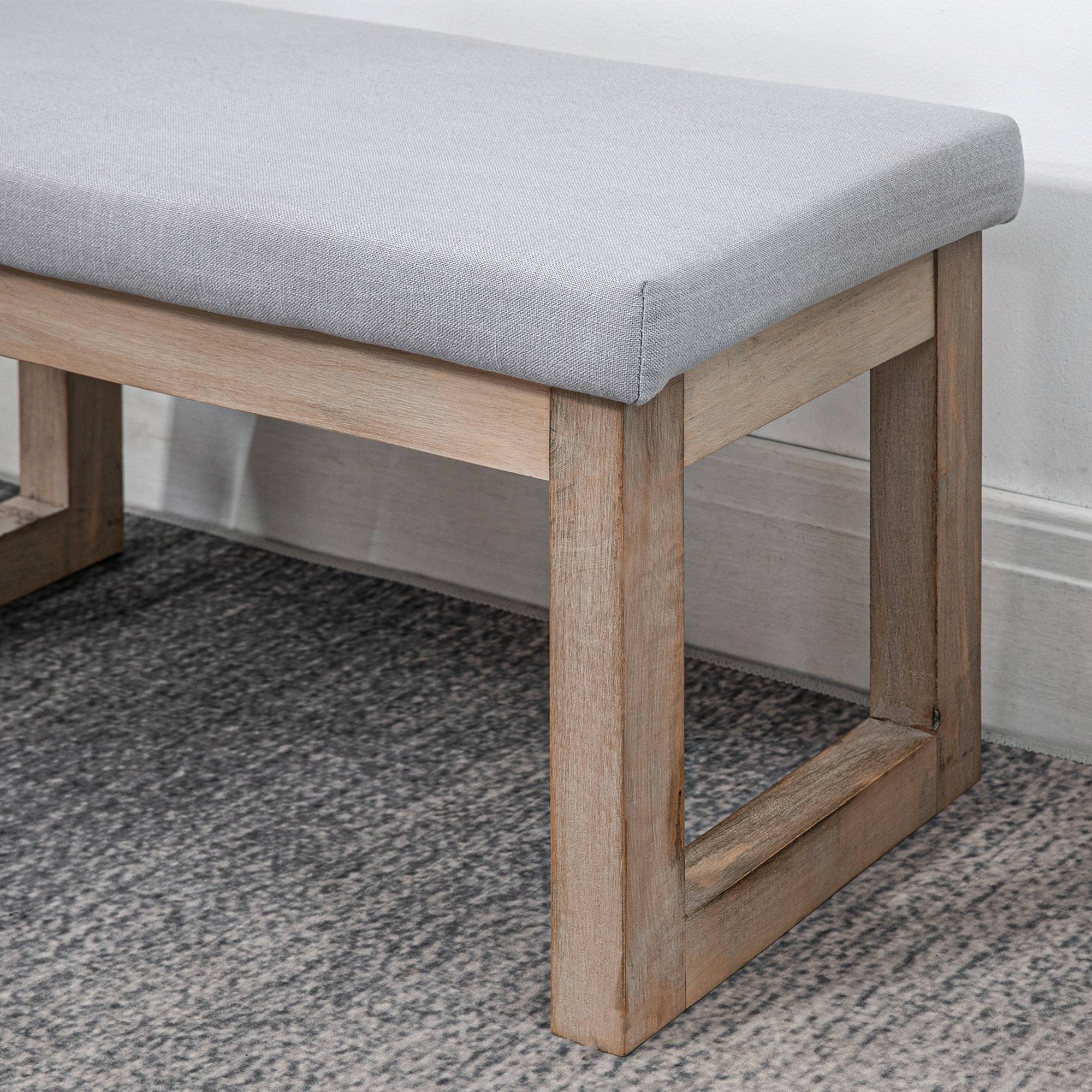 ComfortXL - Banc pouf rembourré en tissu avec pieds en bois 68cm gris style scandinave – ComfortXL Outdoor Living - Image 8