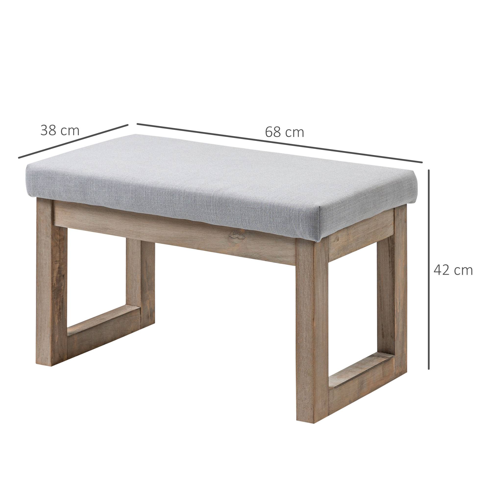 ComfortXL - Banc pouf rembourré en tissu avec pieds en bois 68cm gris style scandinave – ComfortXL Outdoor Living - Image 3