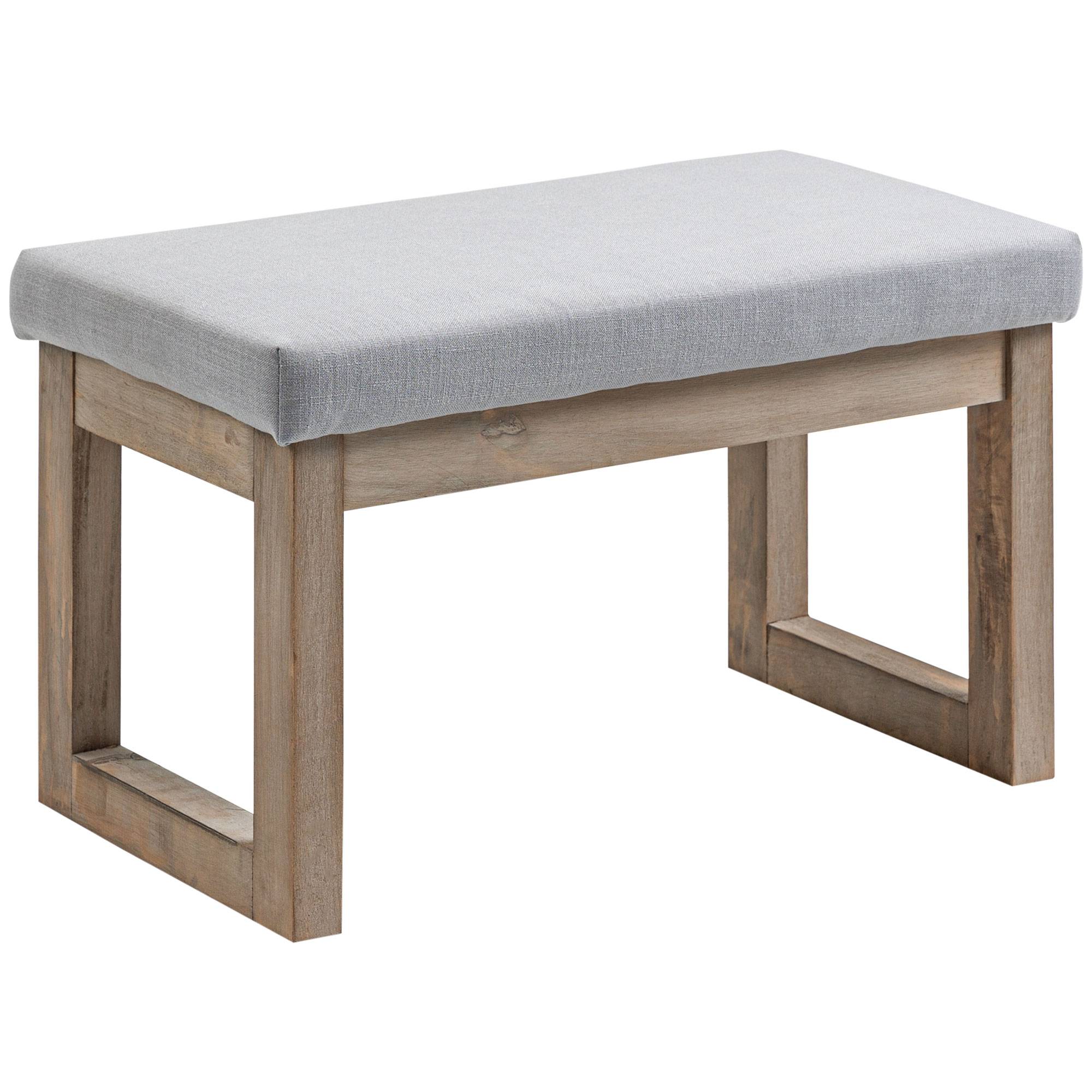 ComfortXL - Banc pouf rembourré en tissu avec pieds en bois 68cm gris style scandinave – ComfortXL Outdoor Living - Image 2