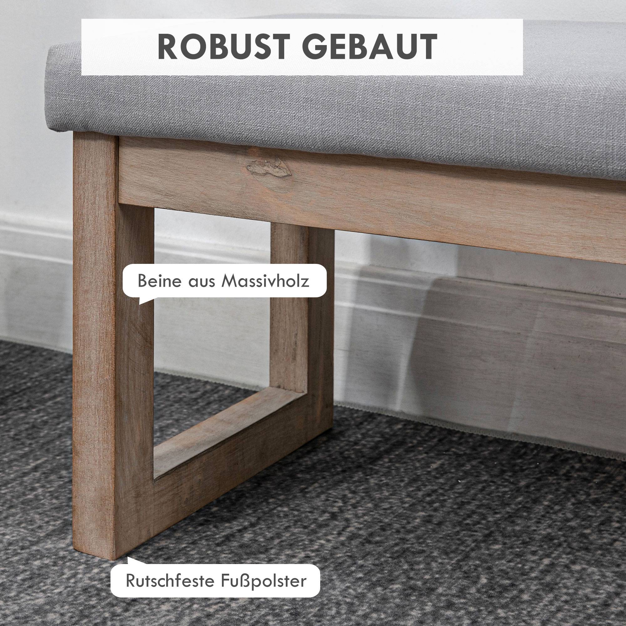 ComfortXL - Banc pouf rembourré en tissu avec pieds en bois 68cm gris style scandinave – ComfortXL Outdoor Living - Image 4