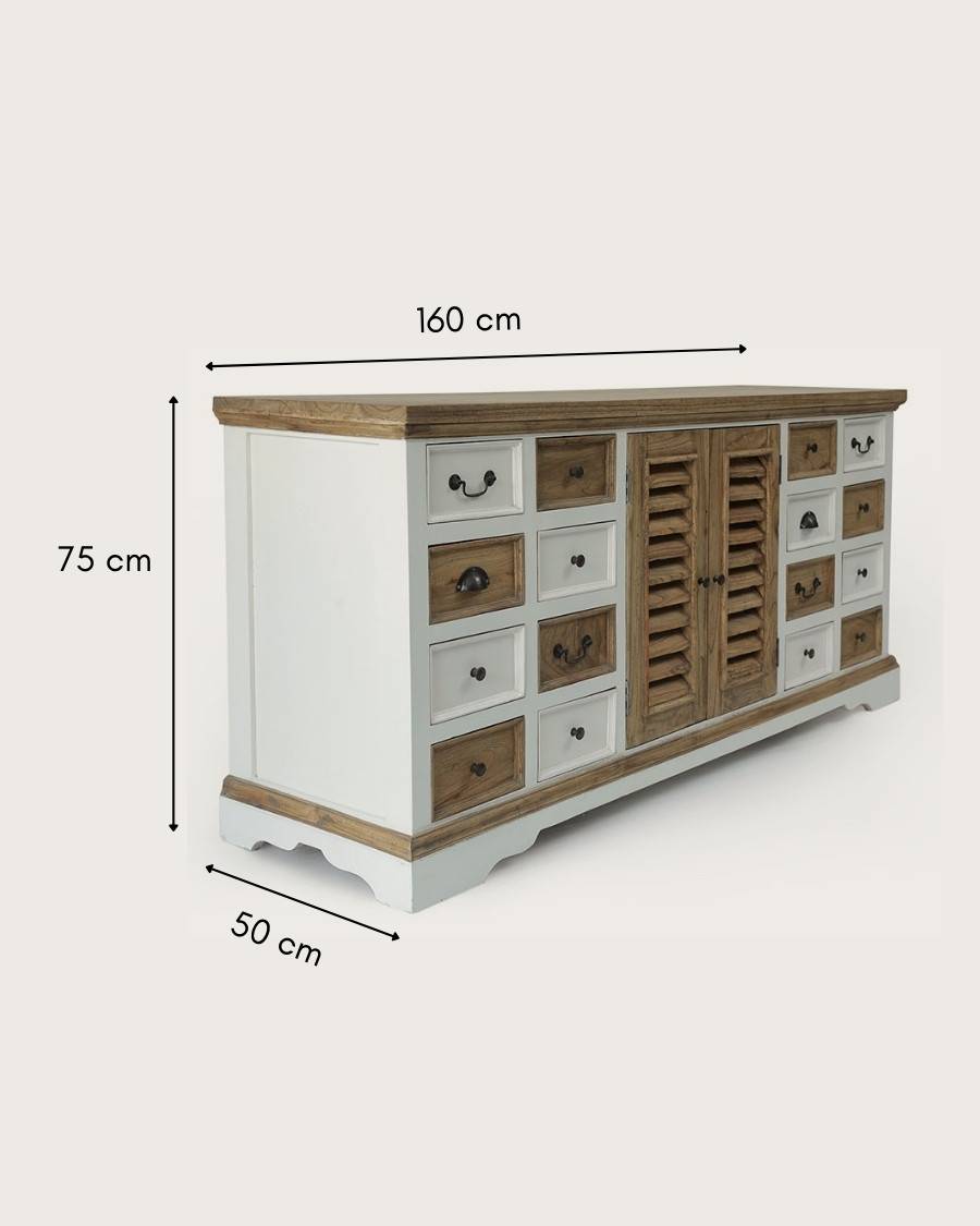 Inda - Grand buffet blanc et naturel en Mindy massif 160 cm - UNIQKA - Imagen 7