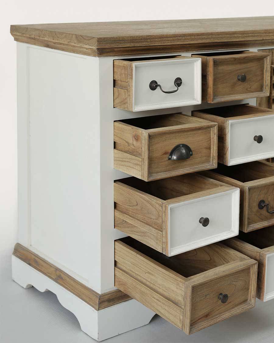 Inda - Grand buffet blanc et naturel en Mindy massif 160 cm - UNIQKA - Imagen 6