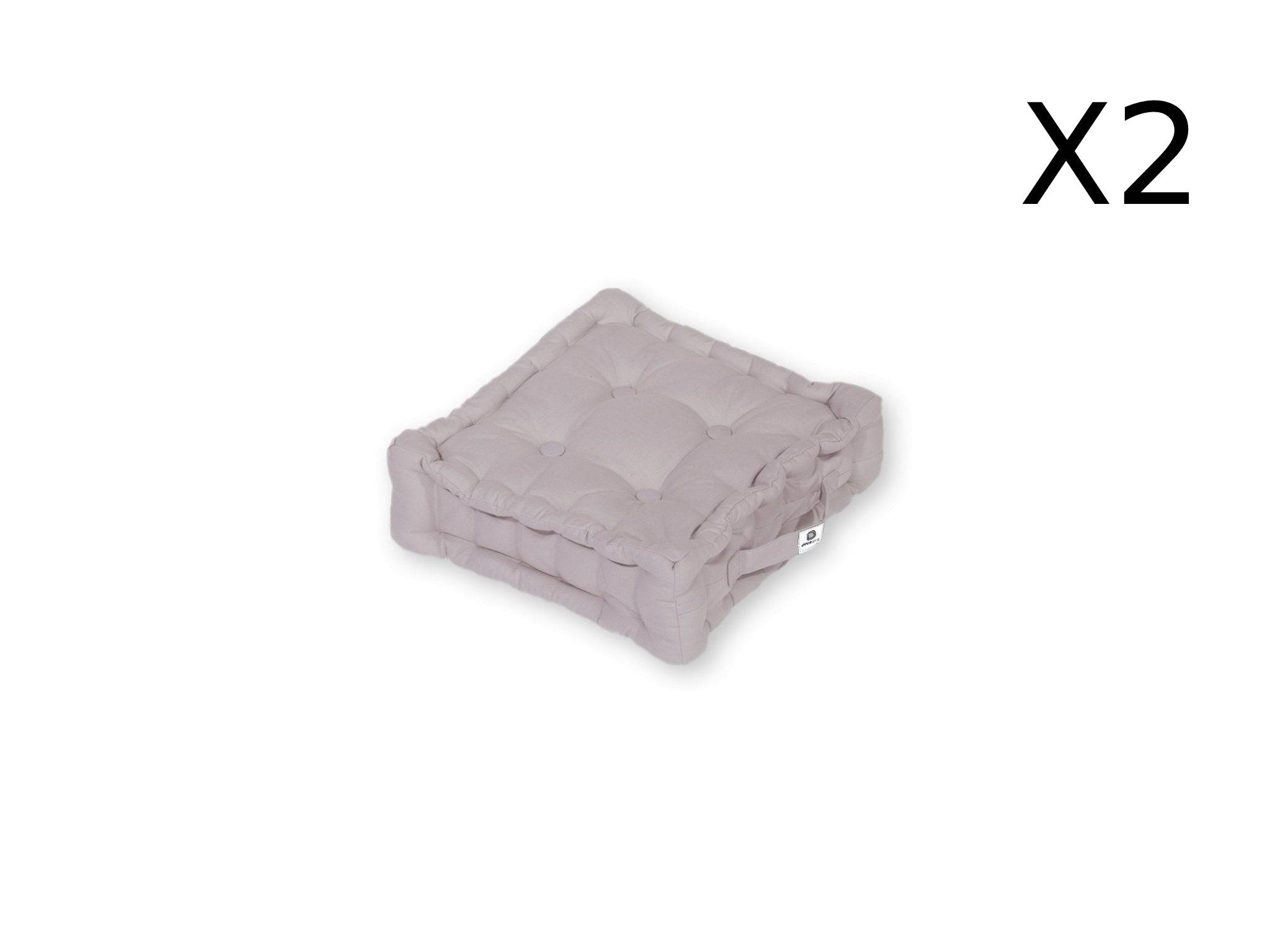Coussin de sol lot de 2  - 40 x 40 cm Gris Galet - Déco arts - Image 5
