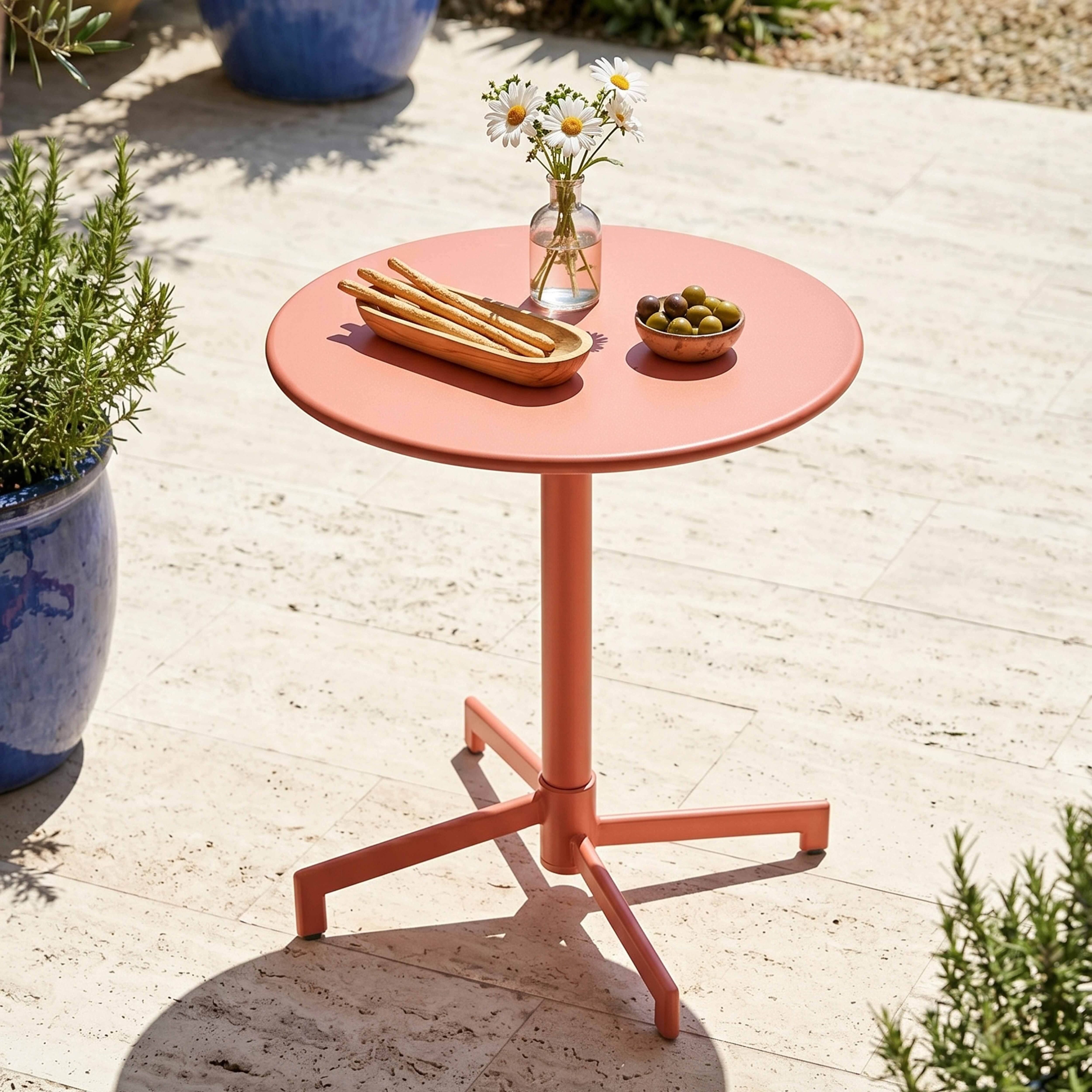 Oviala - Table de jardin ronde bistrot avec plateau rabattable 70 cm ivoire Palavas - Oviala - Image 2