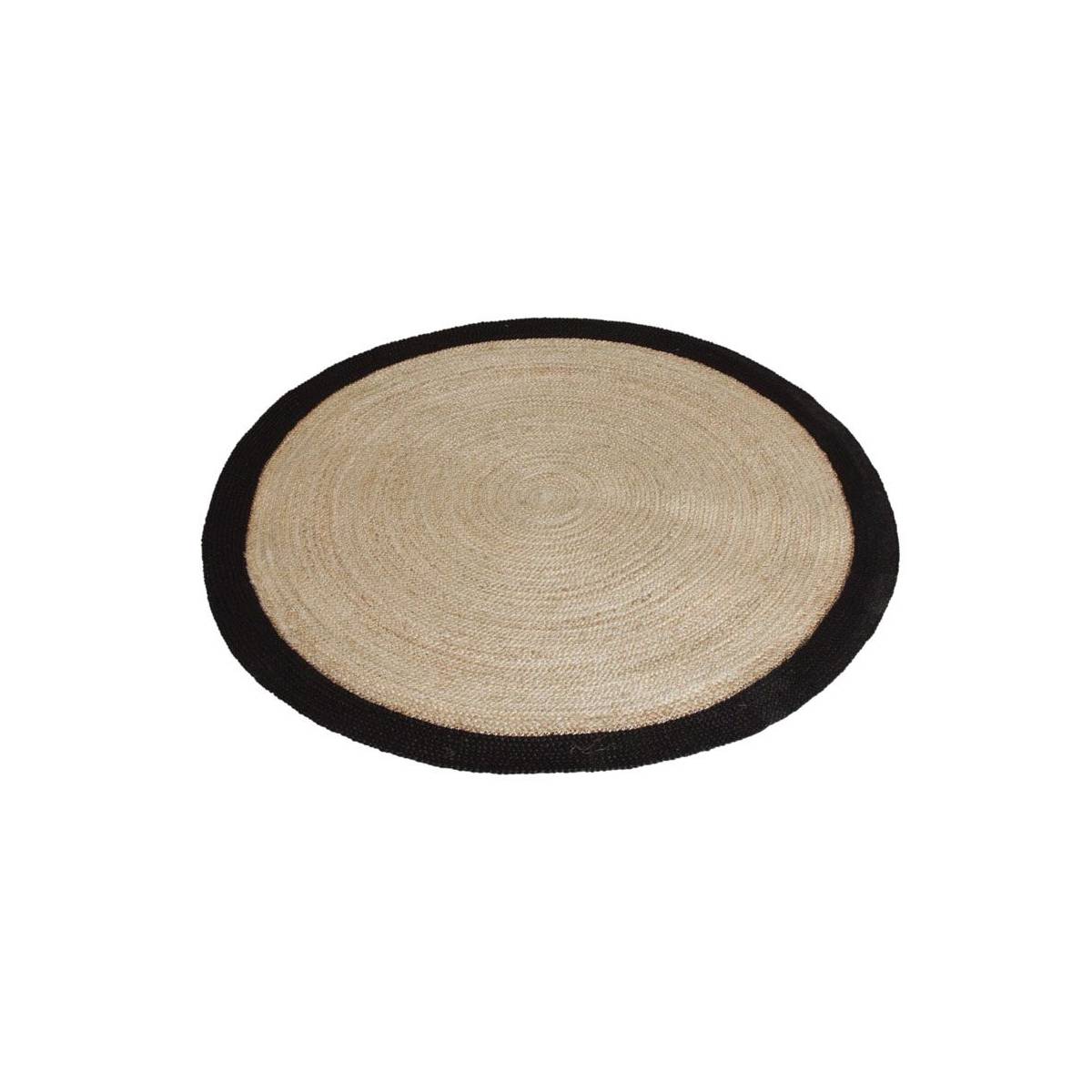 Aubry Gaspard - Tapis rond jute naturelle avec bords noirs Diamètre 150cm - Imagen 1