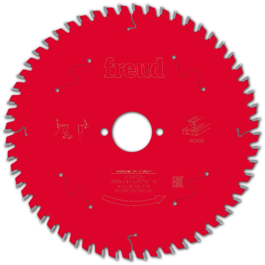 Lame pour scie circulaire portative FREUD - Ø190 2,4/1,6 AL30 Z56 BA 5° - F03FS09720 -FR13W009H - Imagen 2