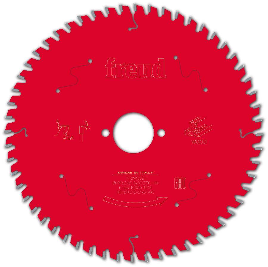 Lame pour scie circulaire portative FREUD - Ø190 2,4/1,6 AL30 Z56 BA 5° - F03FS09720 -FR13W009H - Imagen 1