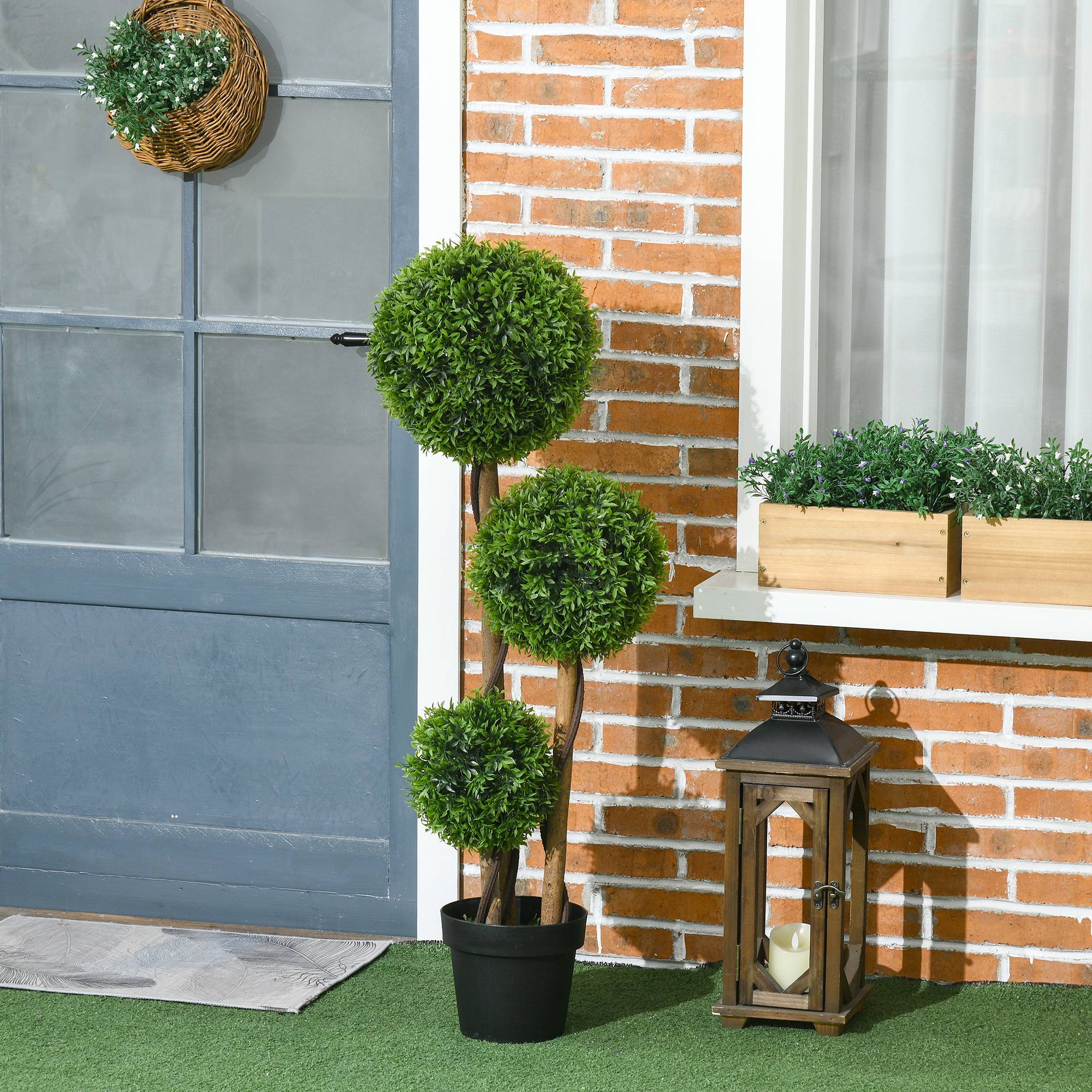 Arbre artificiel buis plastique vert 27 x 27 x 110 cm - PANGIVO - Image 6