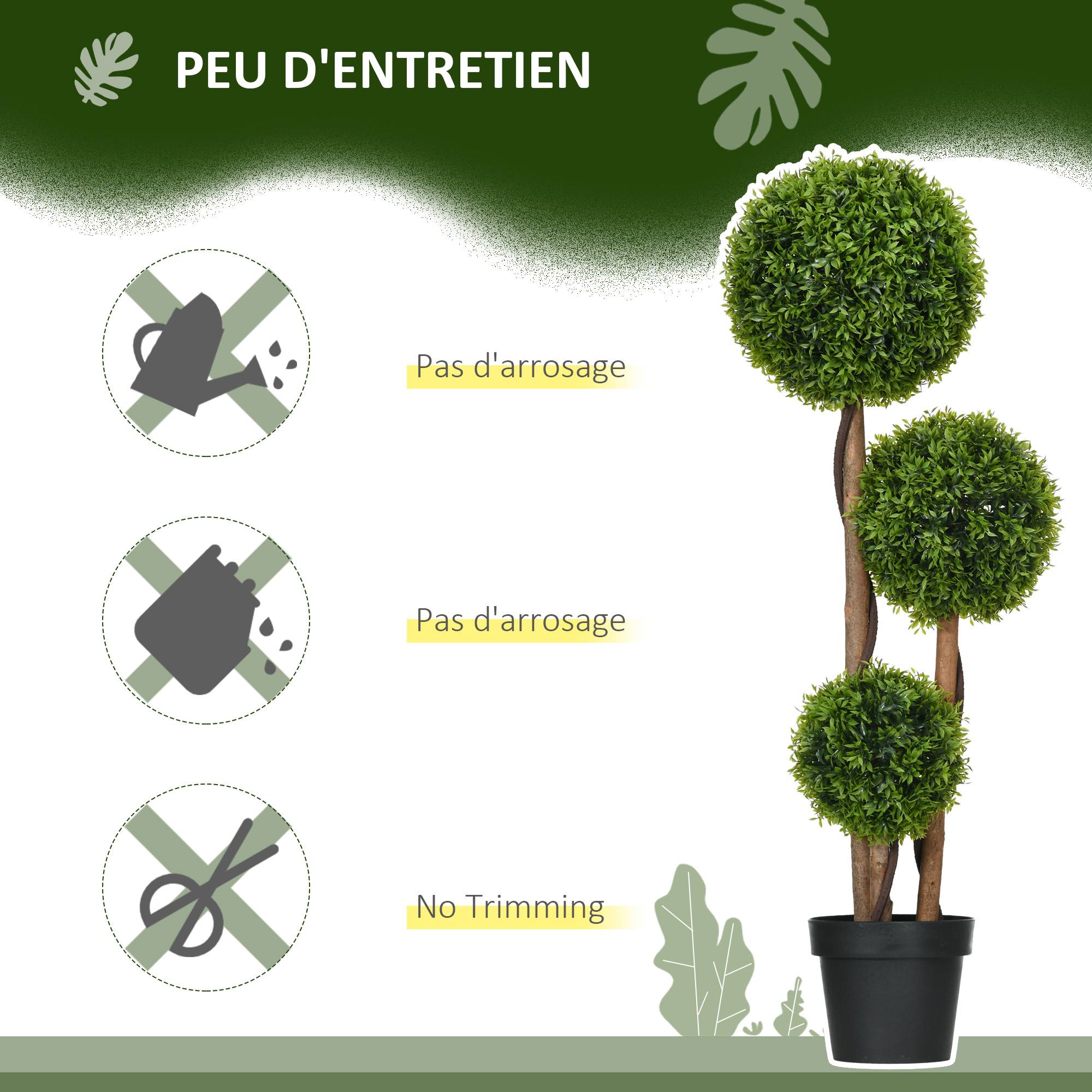 Arbre artificiel buis plastique vert 27 x 27 x 110 cm - PANGIVO - Image 8