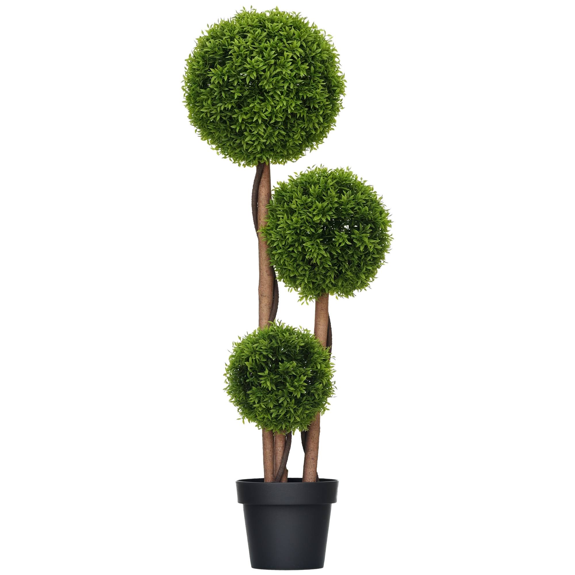 Arbre artificiel buis plastique vert 27 x 27 x 110 cm - PANGIVO - Image 1