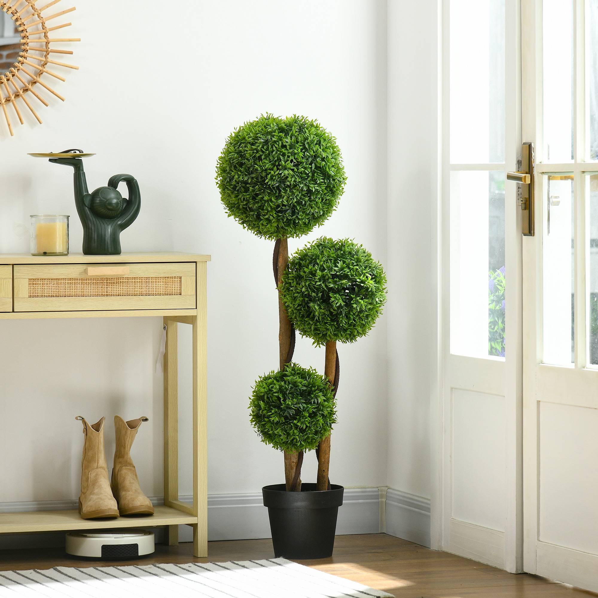 Arbre artificiel buis plastique vert 27 x 27 x 110 cm - PANGIVO - Image 4
