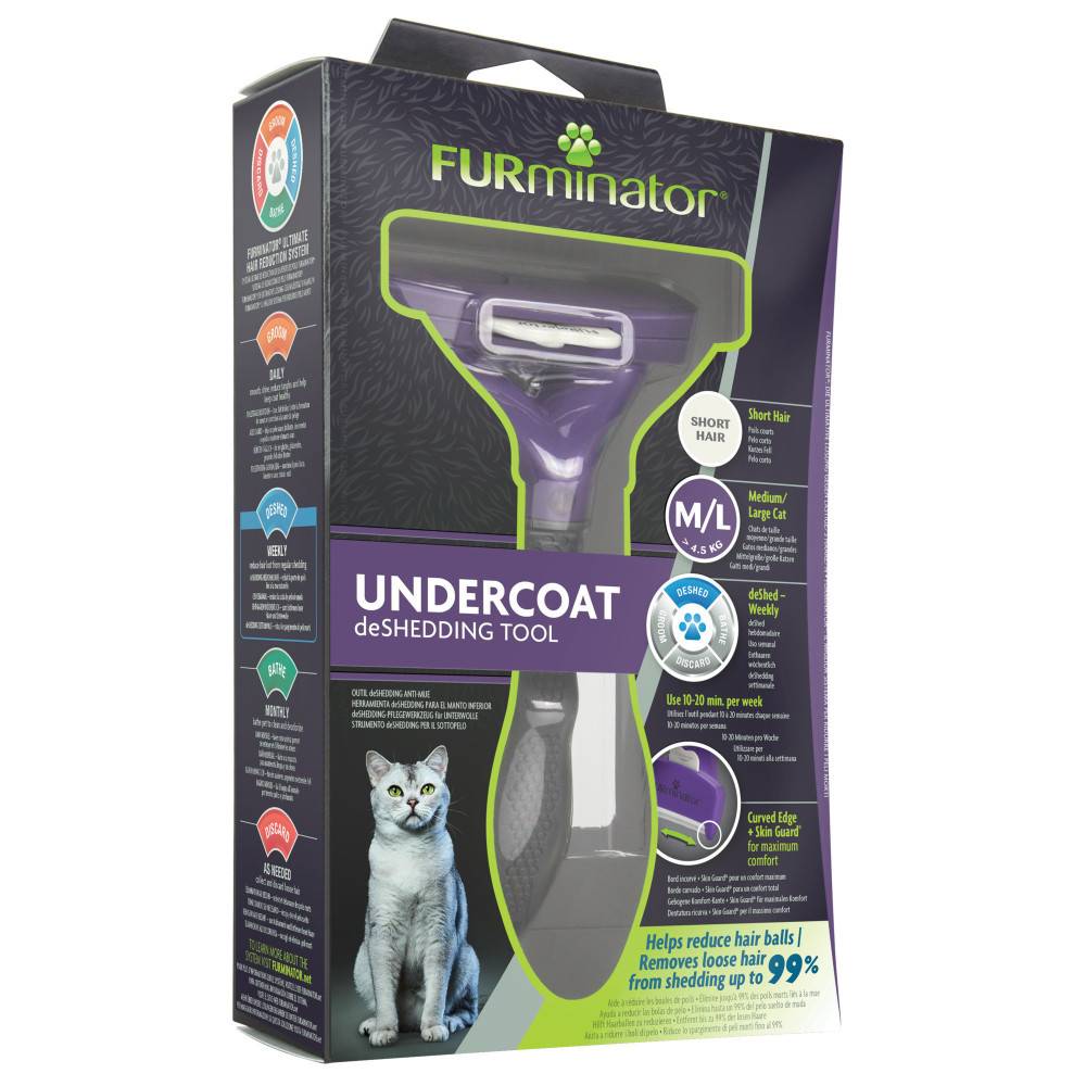Furminator - Furminator - Brosse Furminator M/L pour chat a poils court de plus de 4.5 kg - Image 5