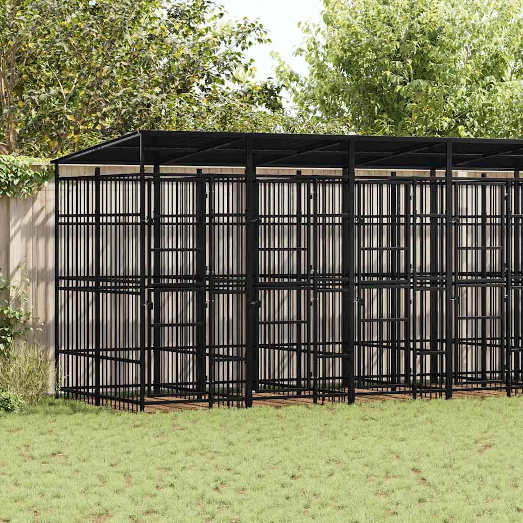 Vidaxl - Chenil d'extérieur avec toit pour chiens Acier 12,9 m² vidaXL 3097952 - Imagen 1