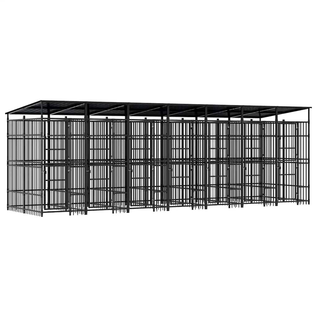 Vidaxl - Chenil d'extérieur avec toit pour chiens Acier 12,9 m² vidaXL 3097952 - Imagen 2