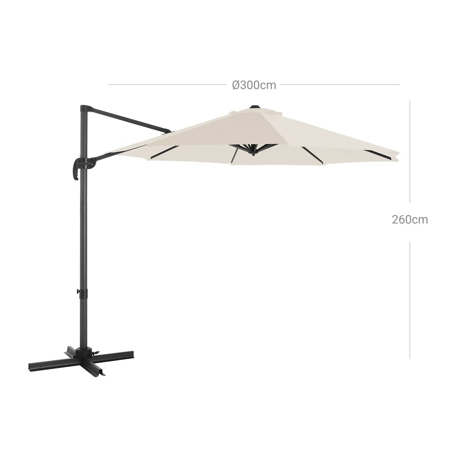 Helloshop26 - Parasol décentré de jardin ombrelle de terrasse rotatif à 360° diamètre 3 m protection salaire upf 50+ inclinaison réglable avec manivelle d’ouvertur - Imagen 4
