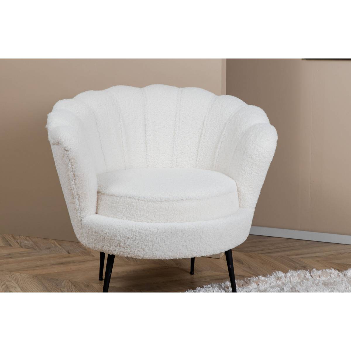 Paris Prix - Fauteuil Coquillage Bouclette "Calais" 83cm Blanc - Image 10