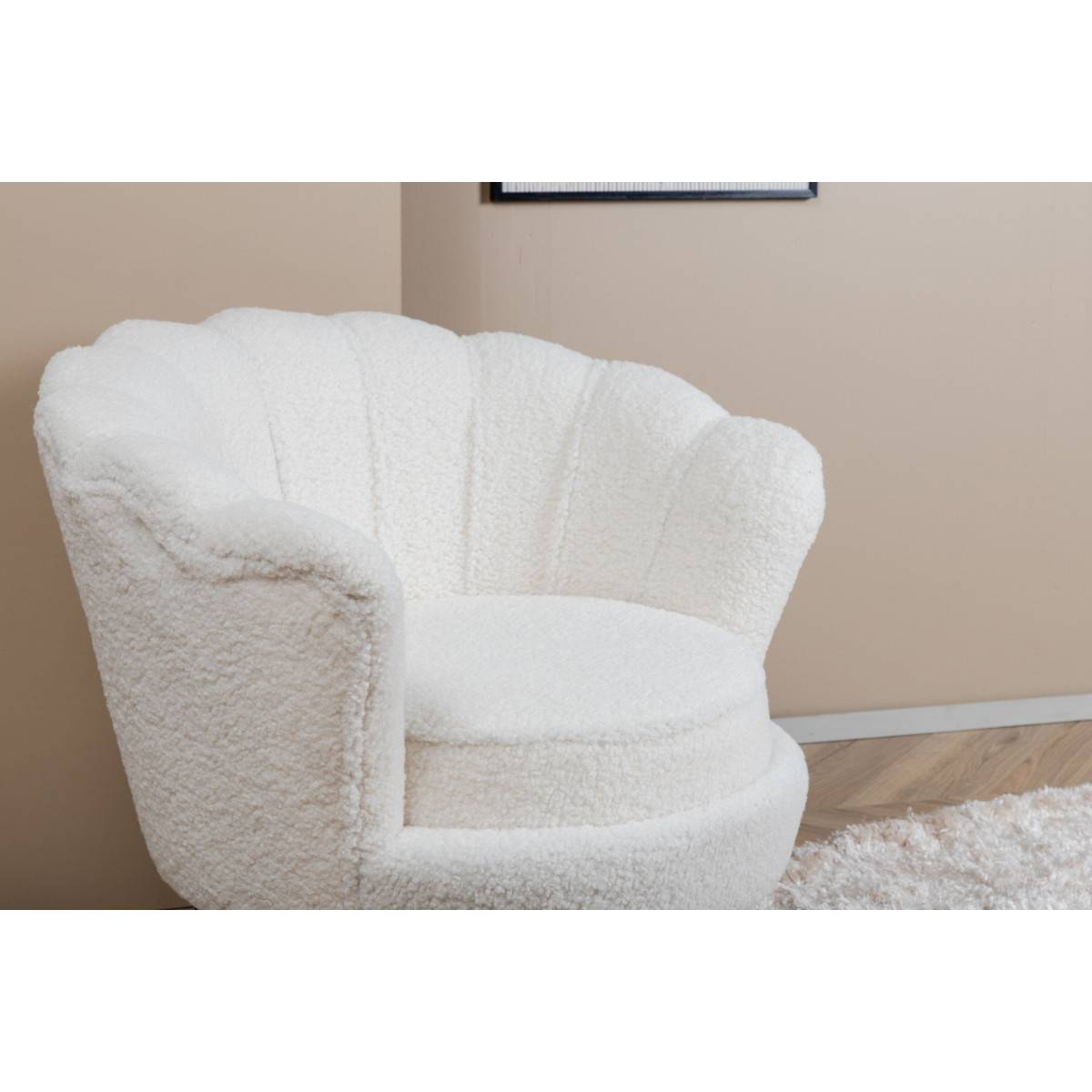 Paris Prix - Fauteuil Coquillage Bouclette "Calais" 83cm Blanc - Image 7