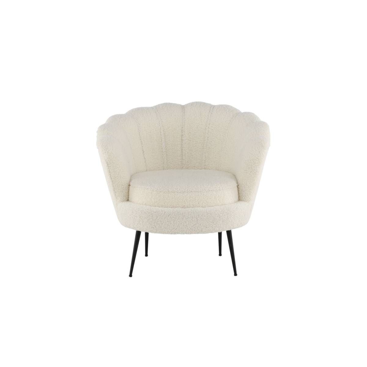 Paris Prix - Fauteuil Coquillage Bouclette "Calais" 83cm Blanc - Image 4