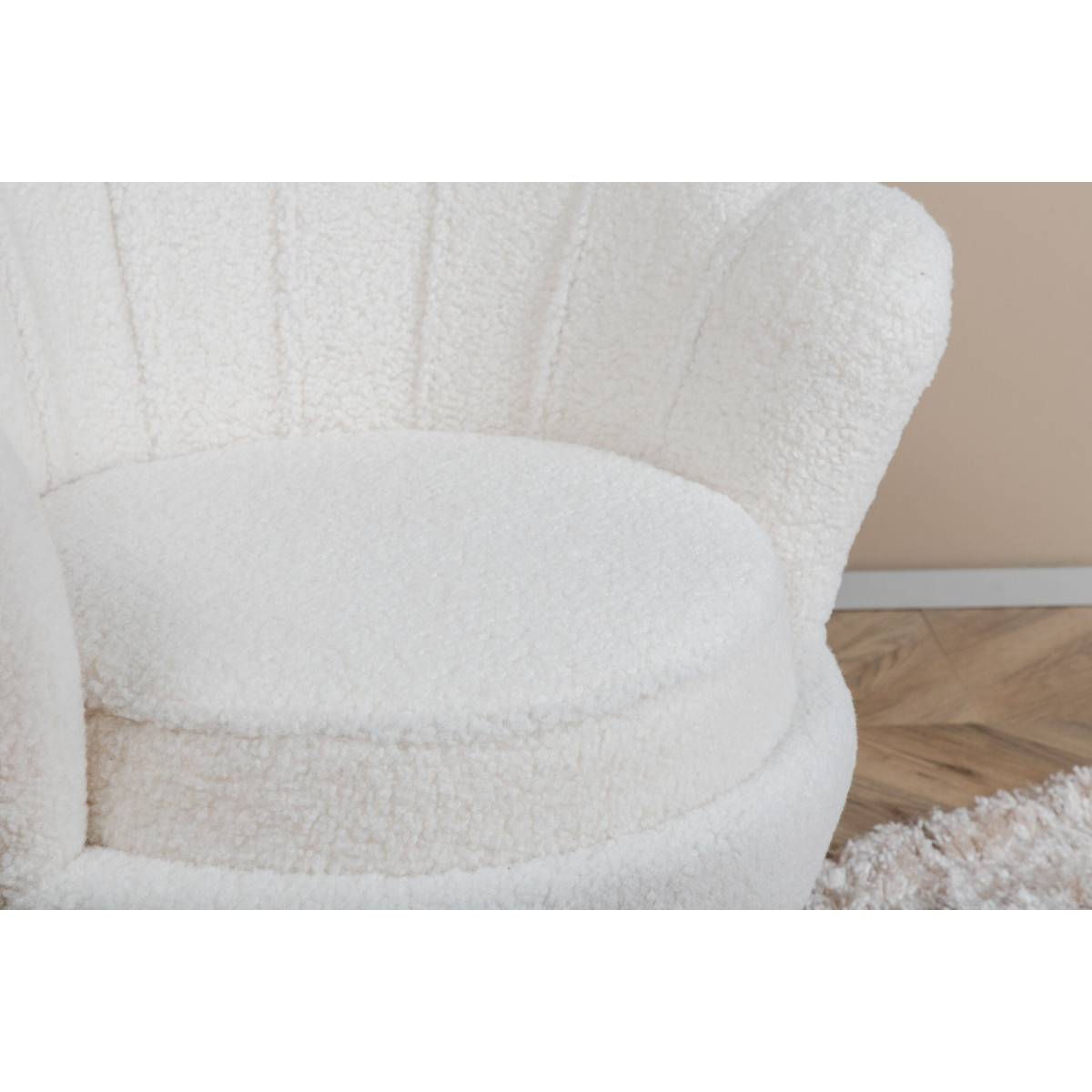 Paris Prix - Fauteuil Coquillage Bouclette "Calais" 83cm Blanc - Image 8