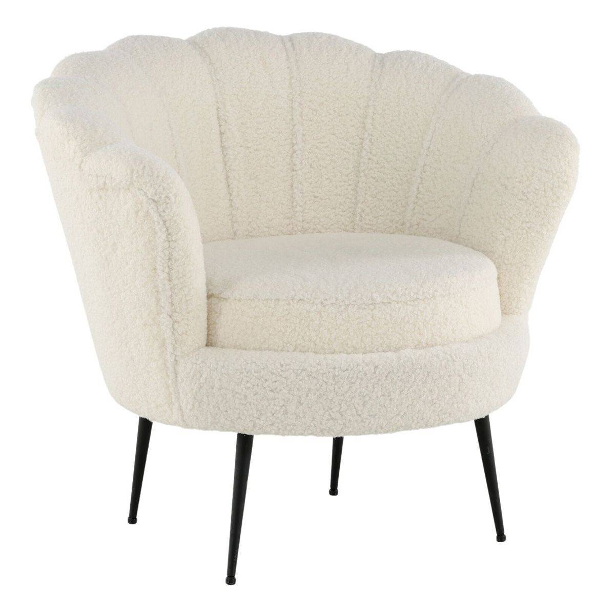Paris Prix - Fauteuil Coquillage Bouclette "Calais" 83cm Blanc - Image 1