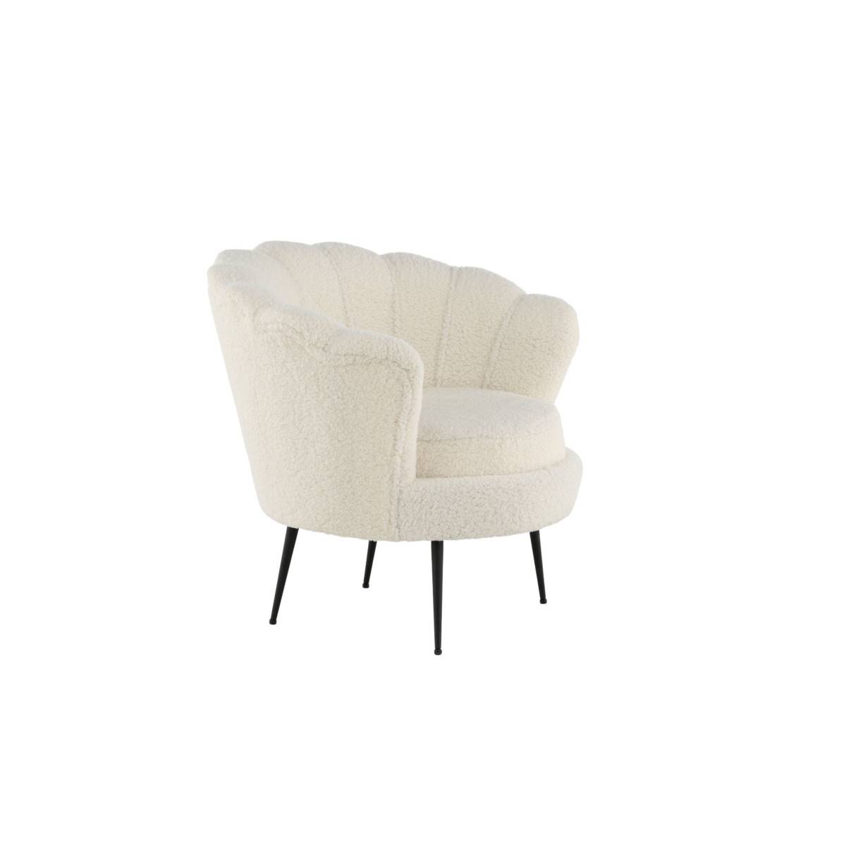 Paris Prix - Fauteuil Coquillage Bouclette "Calais" 83cm Blanc - Image 2