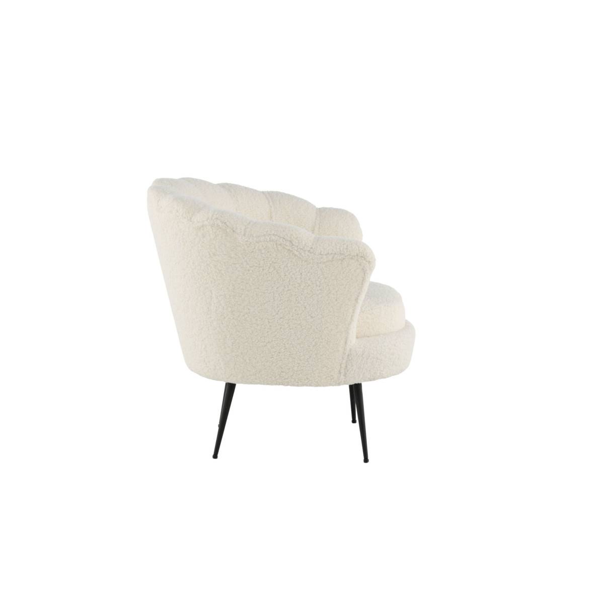 Paris Prix - Fauteuil Coquillage Bouclette "Calais" 83cm Blanc - Image 3