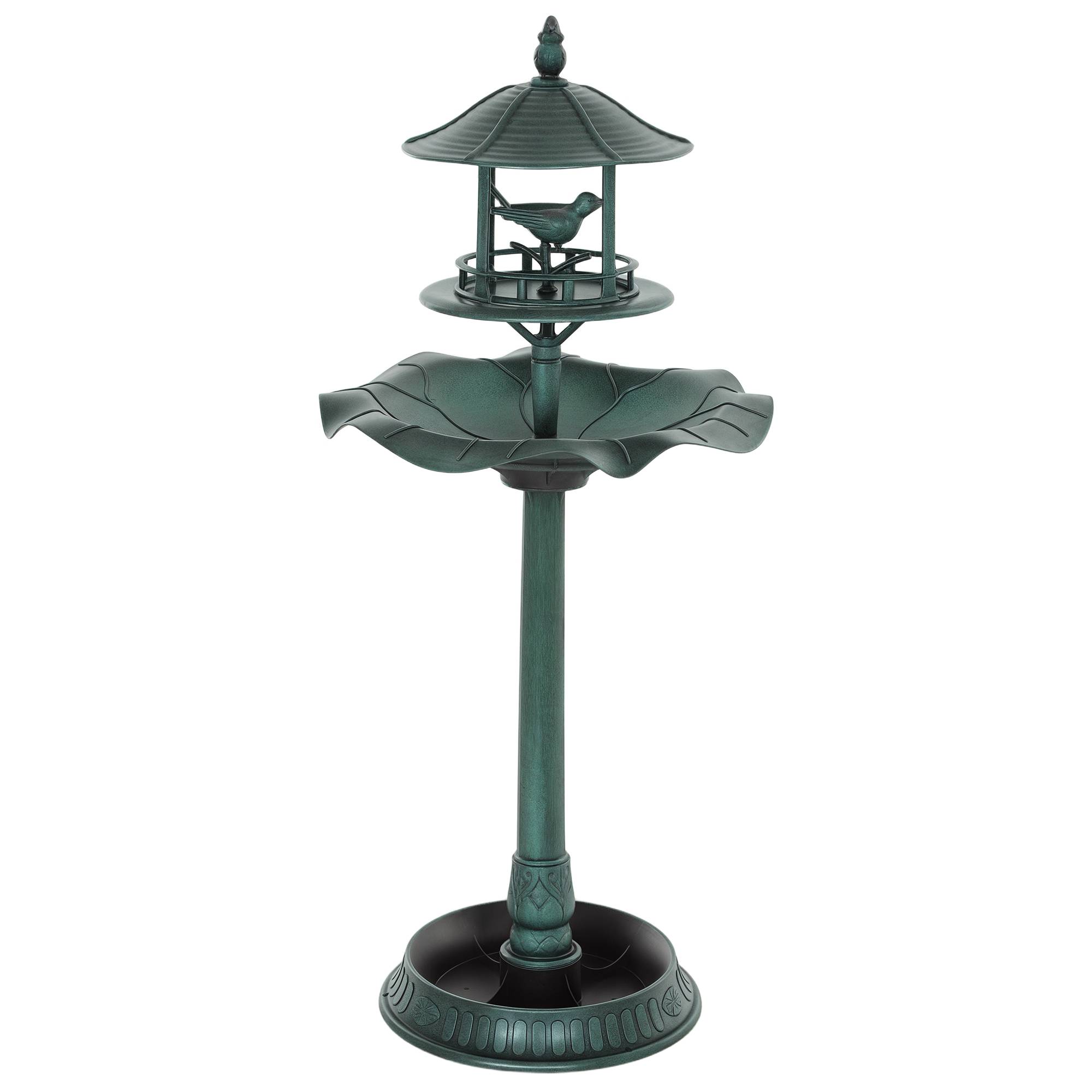 Maison Chic - Bain d'oiseaux abreuvoir pour oiseaux jardinière 3 en 1 Ø 50 x 113 cm polypropylène vert-de-gris - Image 3