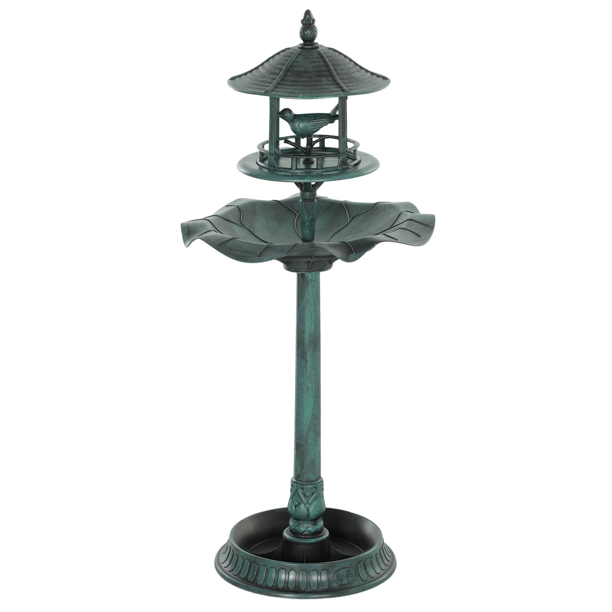 Maison Chic - Bain d'oiseaux abreuvoir pour oiseaux jardinière 3 en 1 Ø 50 x 113 cm polypropylène vert-de-gris - Image 1